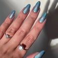thumbnail image 4 of 24pcs Detachable Fake Nials Pink Press on Nails Cat Eye Long Almond Glitter False Nails French JP2123, 4 of 7