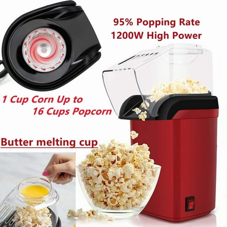 LONGOMA Popcorn Machine High Popping Rate Hot Air Popper Popcorn Maker with Butter Melting Tray Minutes Fast Popping No Oil Healthy Snack