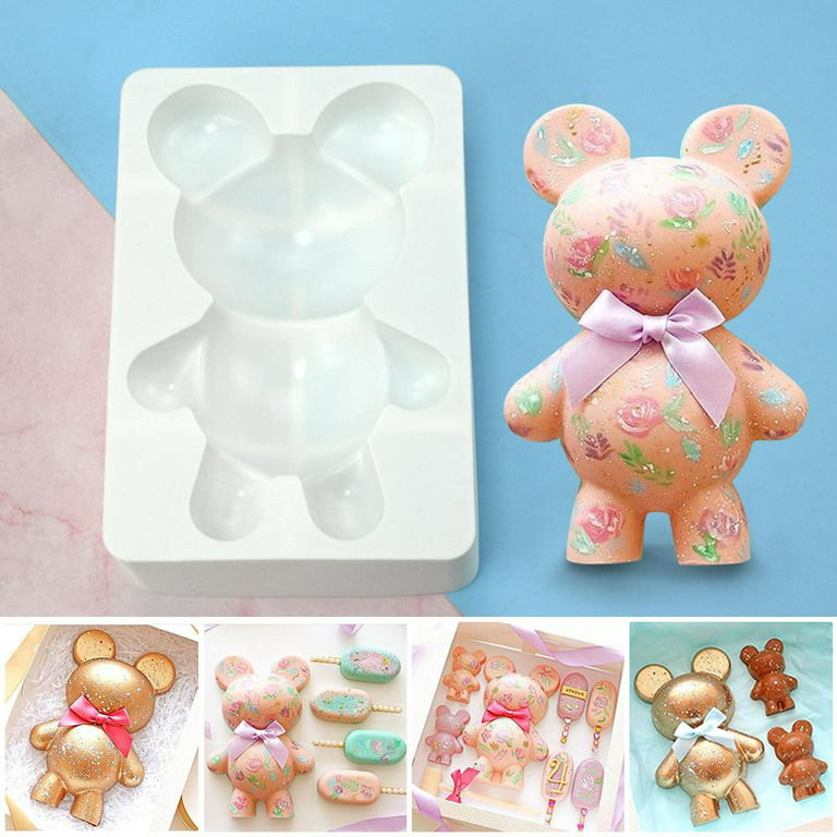 Bear Chocolate Molds Silicone, 3D Cute Breakable Bear Mold Candy