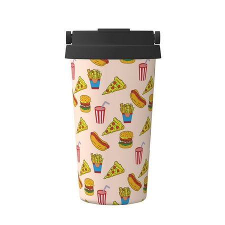 

KLL Hamburger Pizza Coke Pattern Stainless Steel Vacuum Insulated Tumbler - Carry Insulated Coffee Mug - Reusable Insulated Cold Brew Iced Coffee Cup Thermos