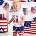 thumbnail image 5 of CUZIBR Boys Summer Outfits Independence Day Stripes Five-Pointed Stars U.S.A. Letter Print Short Sleeved Round Neck Shirt Elastic Waist Shorts 2 Piece Sweatsuit Trendy Clothes,White,6-12 Months, 5 of 6