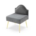 thumbnail image 3 of Velvet Upholstered Accent Chair, Modern Dining Office Chairs Armless Slipper Chair with Metal Gold Legs, Cute Makeup Chair Side Chair Single Luxury Sofa Chair for Living Room Bedroom, Grey, 3 of 5