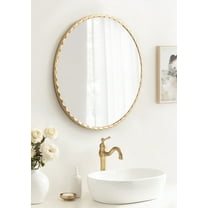 Kate and Laurel Sebecka Modern Scalloped Round Mirror, 26 Inch Diameter, Gold, Decorative Circle Wall Mirror with Unique Rippled Edge for Use as Vanity Bathroom Mirror or Bedroom Mirror Accent