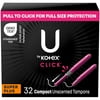 U by Kotex Click Compact Tampons, Super Plus, Unscented, 32 Count