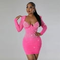 thumbnail image 5 of Vestidos elegantes de fiesta de cumpleaños con diamantes de imitación brillantes para mujer, vestido ajustado de manga larga para discoteca, fiesta de Navidad, 5 of 5