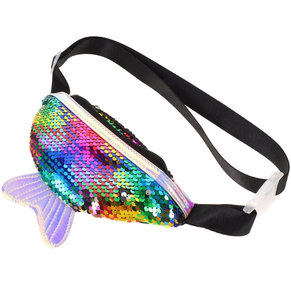 ROMANSENTIAL Outdoor Workout Waist Bag with Fish Tail Shape and Zipper Phone Pocket for Walking