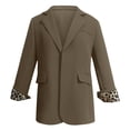 thumbnail image 5 of Women's Two Button Lapel Blazer, Long Sleeve Work Jacket with Pockets, Business Casual Office Wear, Leopard Print Lined Jacket, Structured Front Open Cardigan Bronze L, 5 of 7