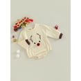 thumbnail image 3 of Gureui Infant Baby Christmas Jumpsuit, Cartoon Elk Print Long Sleeve Round Neck Romper for Boys Girls, 3 of 9