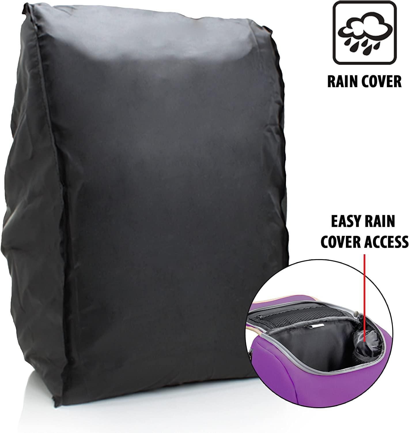 GOgroove DSLR Camera Backpack (Mid-Volume Purple) with Tablet Compartment, Customizable Dividers for Storage, Tripod Holder and Weatherproof Rain Cover - Compatible w/Canon, Nikon, Olympus and More