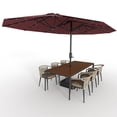 thumbnail image 2 of Kicctian 15FT Double-Sided Patio Umbrella with Solar LED Lights & Base, Extra Large Rectangle Market Umbrella Outdoor,  UV & Fade-Resistant, Ideal for Deck, Pool, Backyard, Garden, Claret, 2 of 8