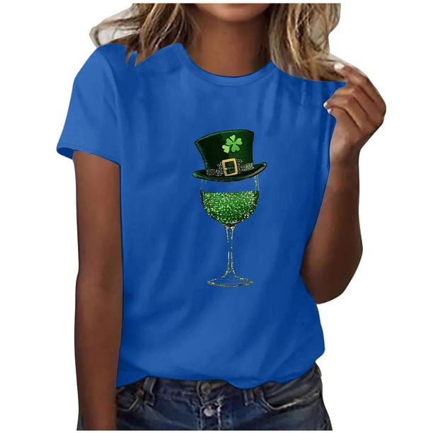 Camisas de Manga Corta para Mujeres Moda Casual Mujeres Camisa de Impresión Casual Cuello Redondo Pullover Tee Blusas de Manga Corta Casuales para Mujeres