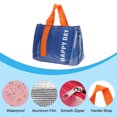 thumbnail image 4 of Uxcell Portable PU Waterproof Insulated Lunch Tote Bag for Office Picnic Outdoor, Dark Blue Orange, 4 of 6