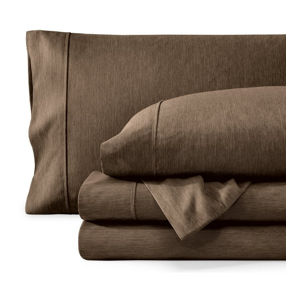 Bare Home Premium 1800 Collection 4-Piece Bed Sheet Set, California King, Heathered Taupe