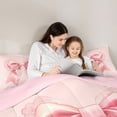 thumbnail image 5 of Castle Fairy Girls Pink Ribbon Bowknot Twin Comforter Sets,Dreamy Pearl Bowtie Bedding Set, 5 of 8