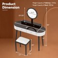 thumbnail image 5 of 47 Inch Modern Makeup Vanity Desk Set with 3 Color Round LED Mirror, Dressing Table with 4 Storage Drawers & Padded Stool for Bedroom,White and Brown, 5 of 8