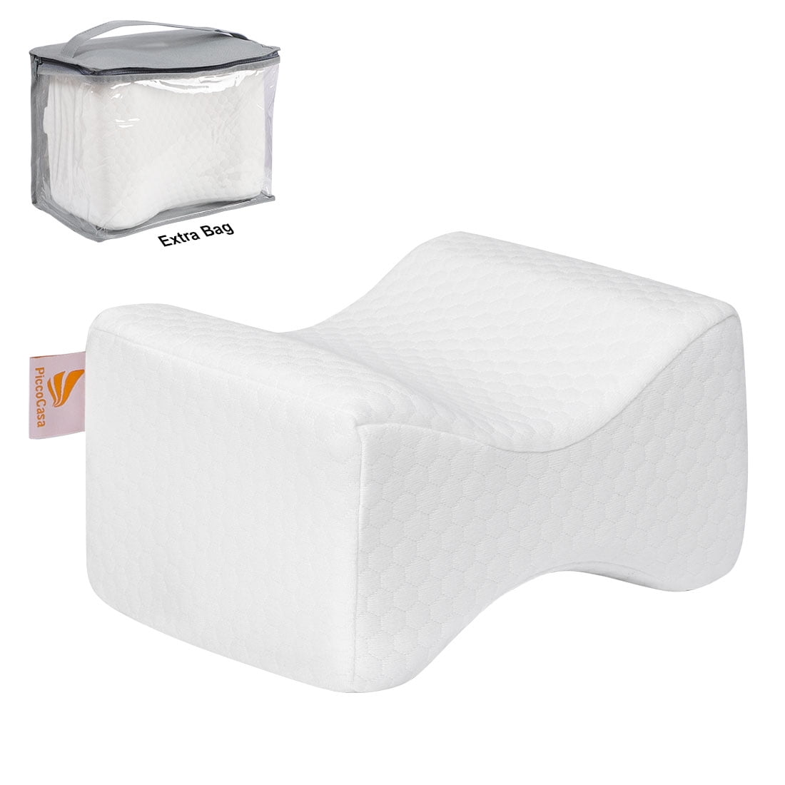 Memory Foam Contour Knee Pillow Leg Support for Side Sleeping White