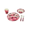 Pink Camouflage 5 Pieces Kids Dinnerware Set 9" Plates,7 1/2"Dia. x 3"H Cup,6 1/2" Bowl,5 3/8" Fork/Spoon,Pack of 6