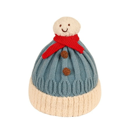 

Ma&Baby Toddler Boys Girls Winter Hat Knitting Warm Protection Cute Plush Ball Velvet Cartoon Snowman Soft Pom Caps