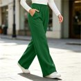 thumbnail image 6 of Kinrui Straight Leg Sweatpants for Petite Women Baggy Lounge Elastic Waist Pants Comfy Cute Fall Trousers Army Green M, 6 of 7