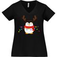 thumbnail image 3 of Inktastic Penguin Xmas Women's Plus Size V-Neck T-Shirt, 3 of 5