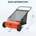 thumbnail image 3 of 26 Inch Push Lawn Sweeper, 7 Cu. ft Grass Cutter, 4 High-Speed Spinning Brushes, Durable Steel Construction, Walk-Behind Leaf & Grass Collector for Yard Cleanup,Orange, 3 of 6