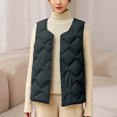 thumbnail image 6 of HAiming Womens Padded Vest Sleeveless Round Neck Snap Button Solid Color Quilted Coat Trendy Clothes, 6 of 6