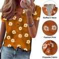 thumbnail image 3 of Plus Size Women Kaftan Loose Blouse Shirts Summer Short Sleeve Thin Baggy Ruffled V-Neck Pullover Tops Blouse Basic Tee For Women Office LO Work Shirt Size S-5XL, 3 of 7