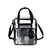 Eastsport Unisex Clear Double Handle Stadium Approved Tote, Black Trim