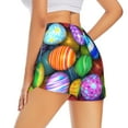 thumbnail image 3 of Xecao's Colorful Easter Eggs1 for a double-layer running short for women, perfect for gym, tennis, and more, featuring a convenient pocket., 3 of 9