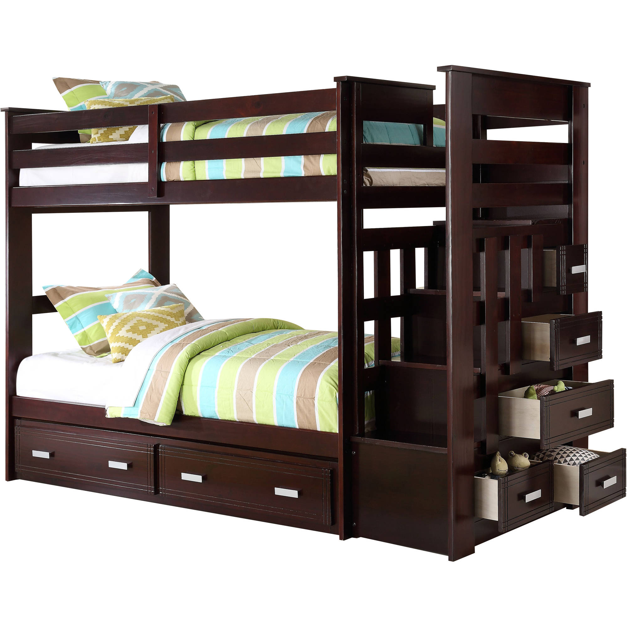 Acme Furniture Allentown Twin Over Twin Wood Bunk Bed with Storage, Espresso - image 2 of 7