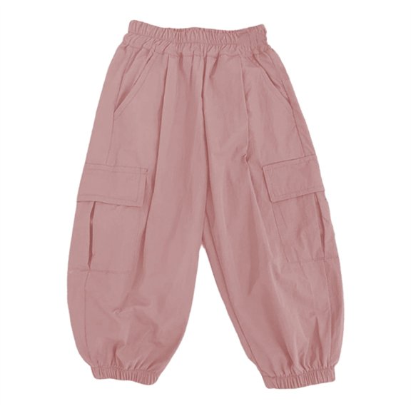 Girls Capr𝐢s Kids Cargo Wide Leg Jogger Pants Baggy Drawstring Summer Active Casual Lightweight Cropped Sweatpants Pockets