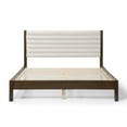 thumbnail image 2 of Furniture of America Elra Queen Solid Wood and Boucle Fabric Platform Bed, Walnut, 2 of 22