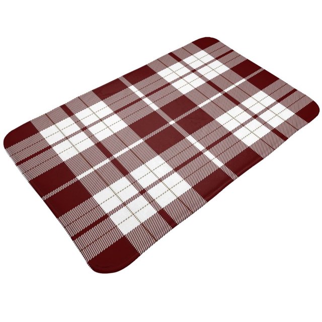 Felpudo de tartán escocés rojo y blanco para puerta, decoración, alfombras antideslizantes lavables para interior y exterior, felpudo navideño para puerta de entrada, baño, cocina, patio, decoración