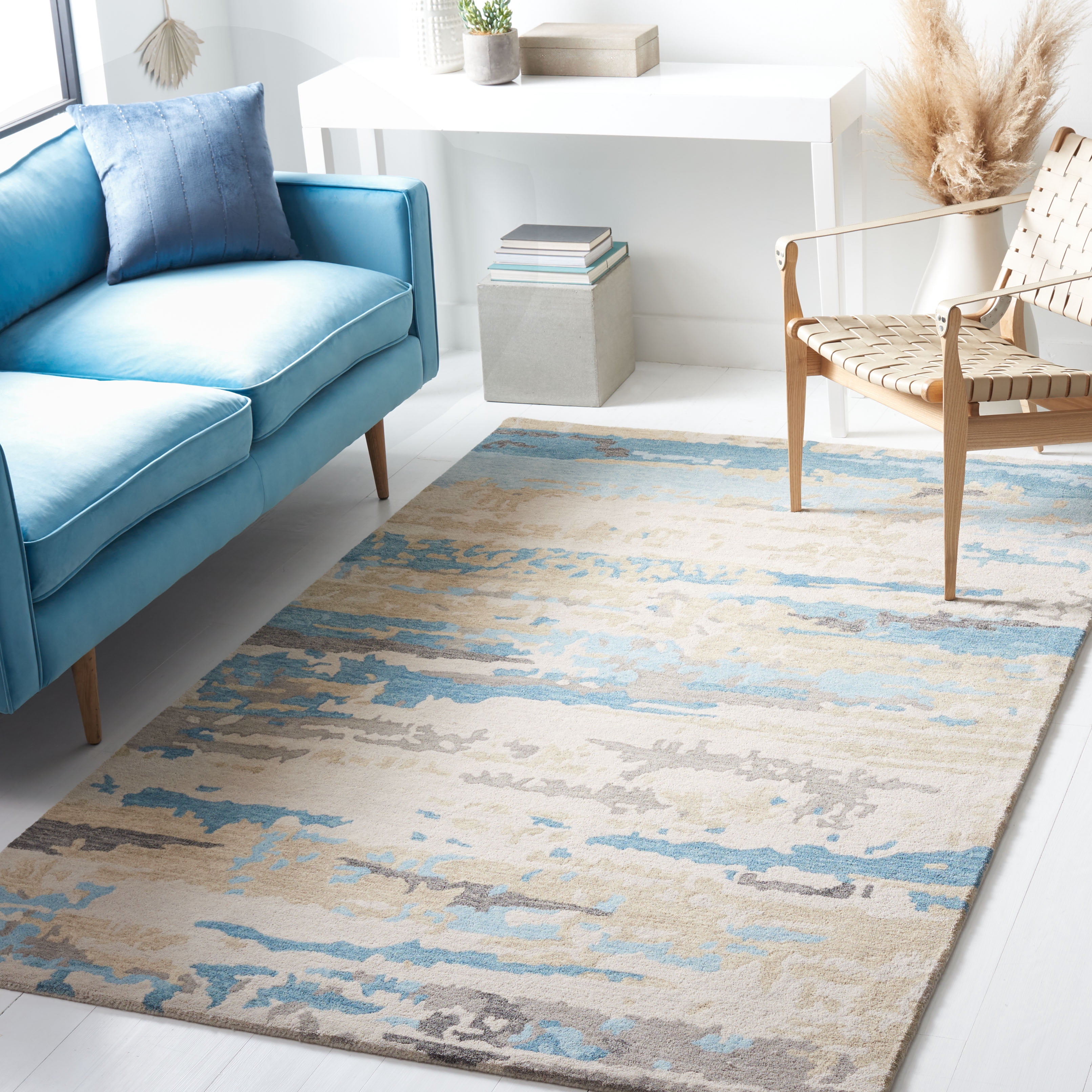 SAFAVIEH Soho Marcus Abstract Area Rug, Beige/Blue, 4' x 6'