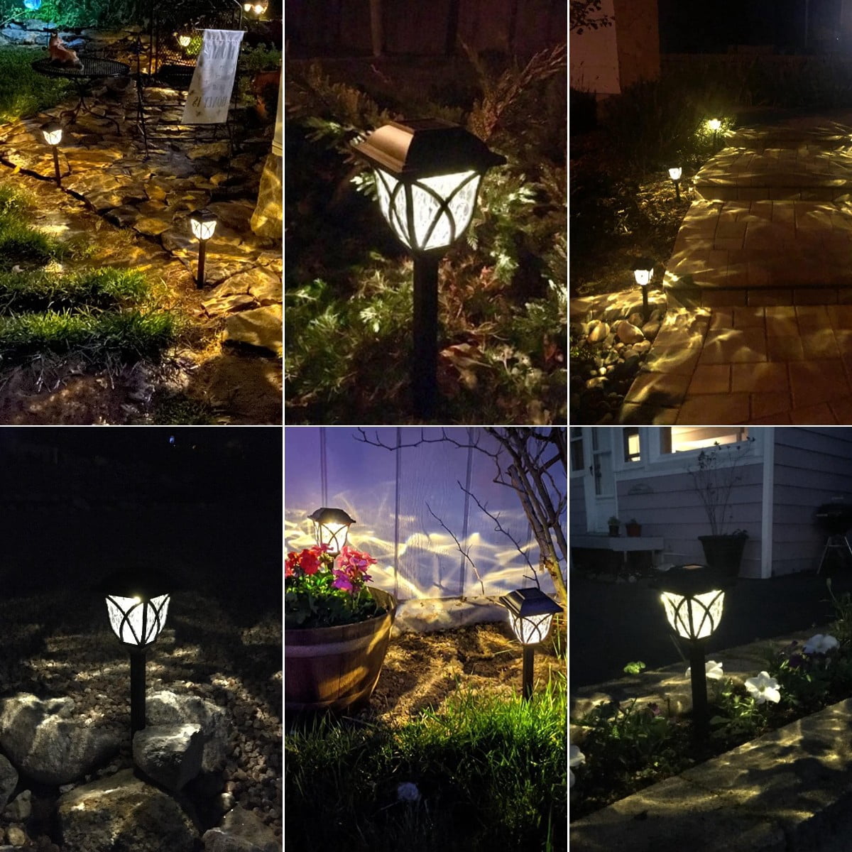 WeGuard 10PK Solar Pathway Light for Lawn Garden Walkway Yard Path Lights Waterproof Outdoor Warm White