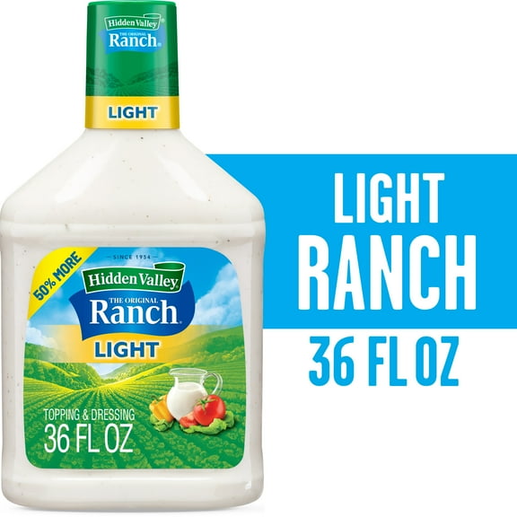 Hidden Valley Keto-Friendly Original Ranch Light Salad Dressing and Topping, 36 fl oz Bottle