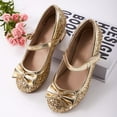 thumbnail image 3 of Kushyshoo Gold Girls Dress Shoes Mary Jane 1.5in Low Heel Pumps Wedding Party Princess 2M, 3 of 7