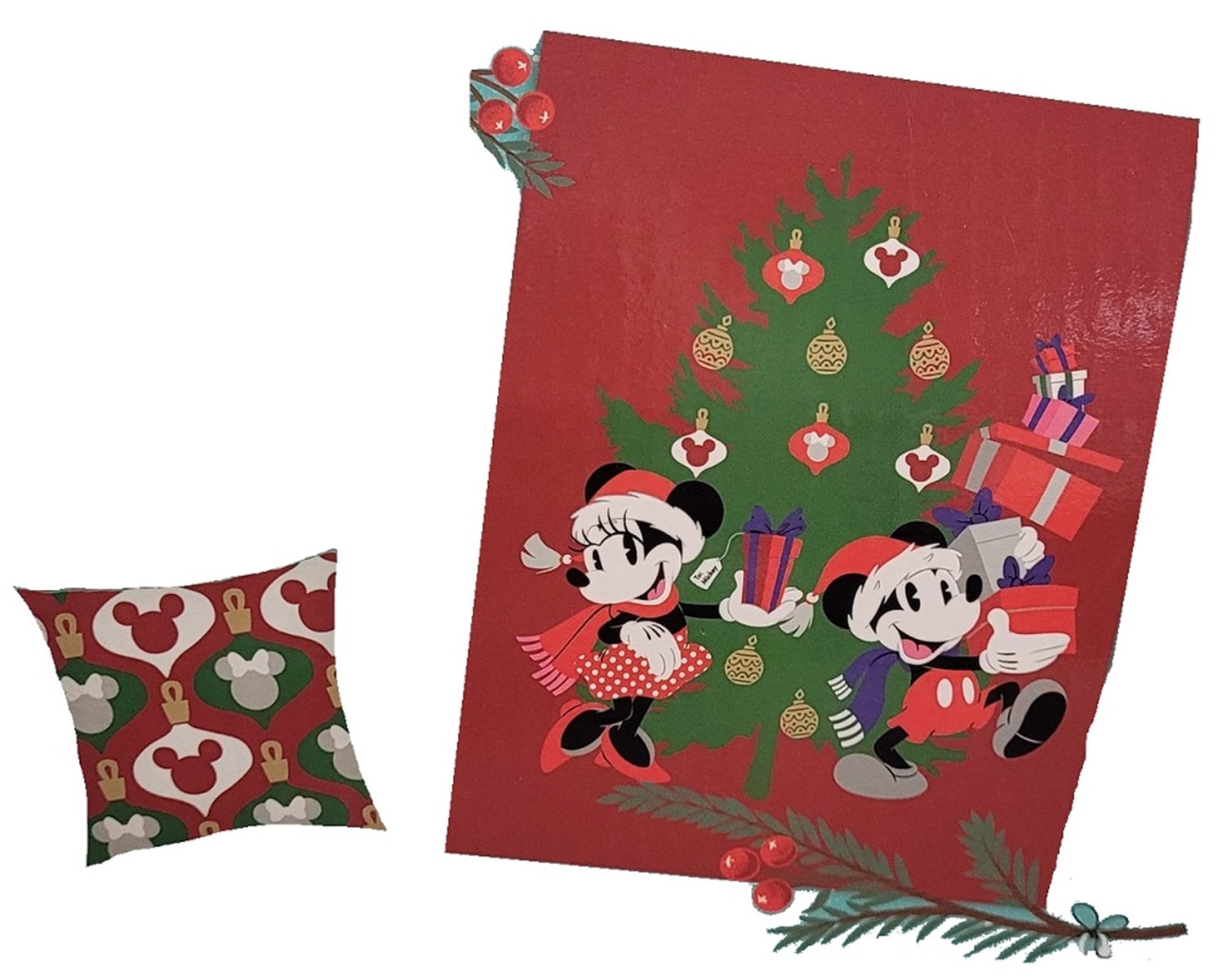 Disney, Mickey & Minnie, Classic Christmas Tree Throw Pillow