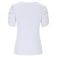 thumbnail image 6 of JeashCHAT Plus Size Tops for Women Clearance Women's Casual Sexy Fashion Summer Stretch Threaded Pullover Puff Sleeve V-Neck Short Sleeve T-Shirt Top, 6 of 6