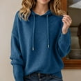 thumbnail image 2 of Women's Sweater Hoodie 2026 Fall Winter Casual Knit Solid Color Hooded Sweatshirt Pullover Top, 2 of 4