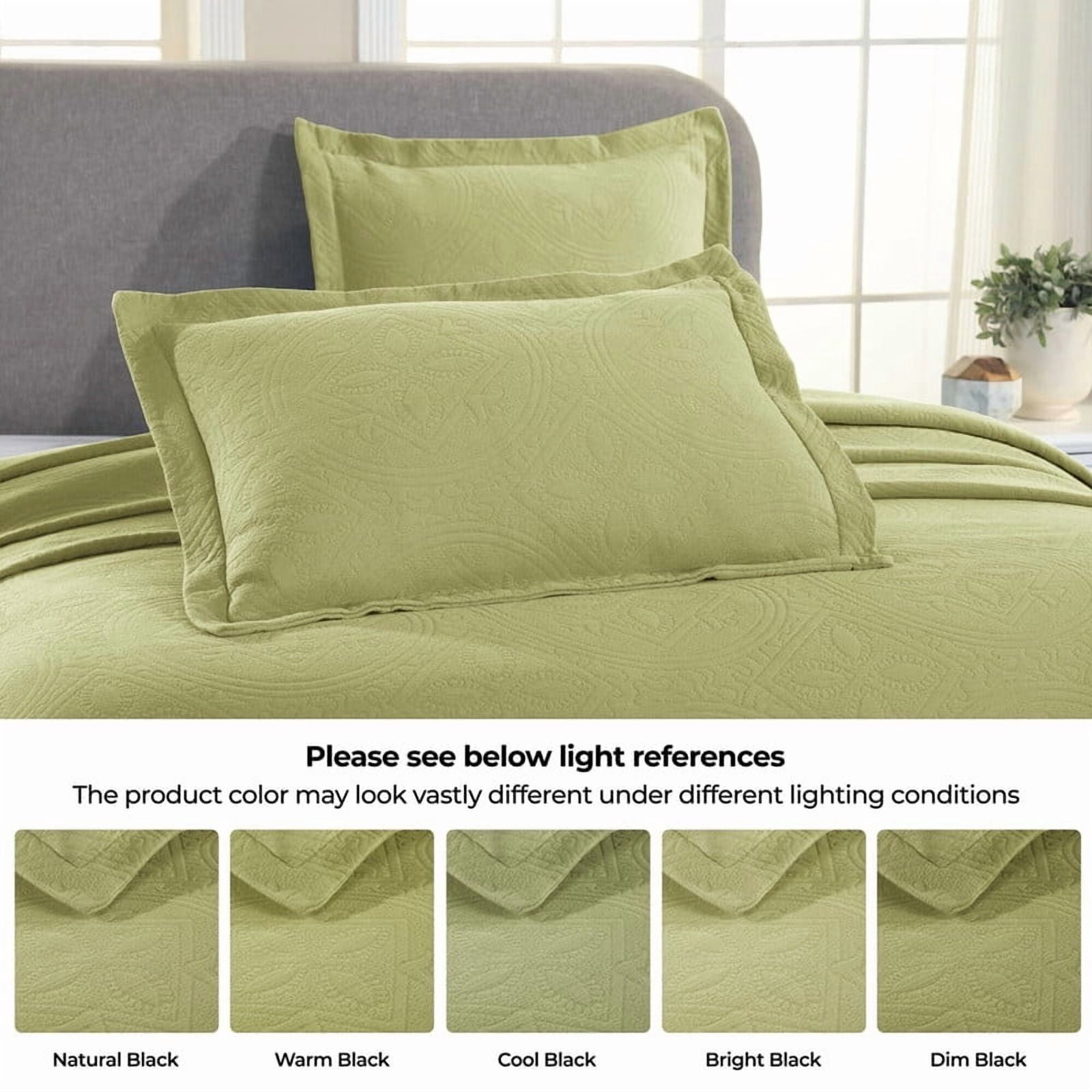 Superior Celtic Circle Cotton Bedspread and Sham Set, 3-Piece Decorative Breathable Bedspreads, Full, Sweet Pea