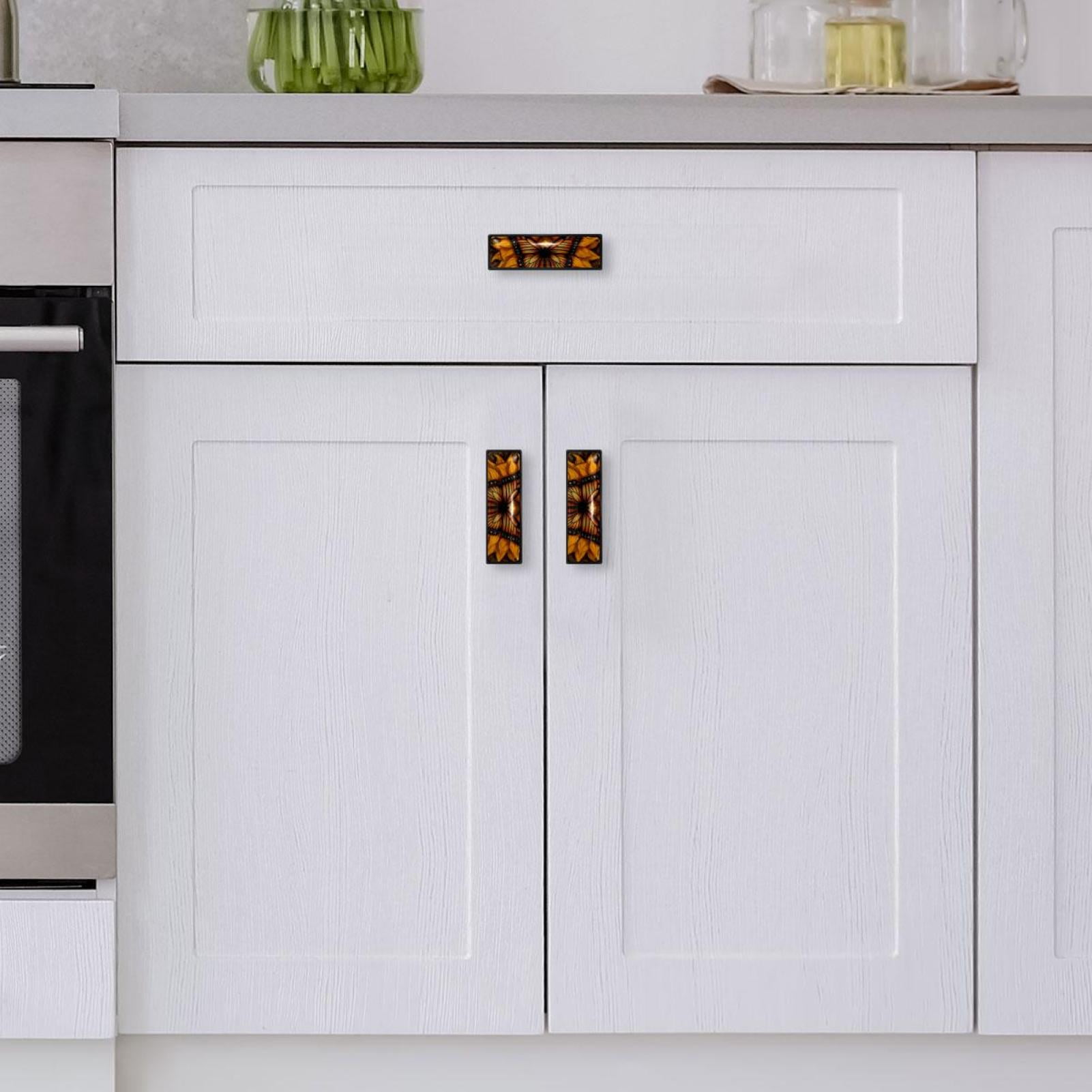 HemaKayy 4 Pack 3.6" Decorative Cabinet Pulls - Durable & Long-lasting | Easy Installation | Elegant & Stylish Decor for Home, Kitchen Bedroom Furniture Handles | Sunflower and Orange Butterfly