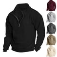 thumbnail image 2 of Npasoilc Half Zip Sweatshirt For Men Long Sleeve Mock Neck Pullover Sweatshirt Lightweight Hiking Jackets Casaul Stand Collar Sweatshirts Fall Tops Outdoor Warm Sports Hooded Sweatshirt, 2 of 5