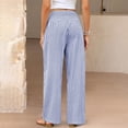 thumbnail image 7 of Wide Leg Pants for Women BWASD Casual Loose Plaid Pattern Flowy Palazzo Pants Baggy High Waist Elastic Trousers Blue S-XXL Summer Beach Vacation Travel 2026, 7 of 7