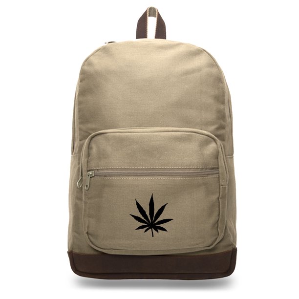 Grab A Smile Marijuana Cannabis Leaf Backpack Stylish Canvas