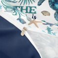 thumbnail image 4 of Castle Fairy Soft Watercolor Ocean Text Art Duvet Cover Queen,Turtle Starfish Coral Seashell Layout Queen Bedding,Mint Blue,Navy Blue Reversible,3-Piece,No Comforter,1 Duvet Cover and 2 Pillowcases, 4 of 6