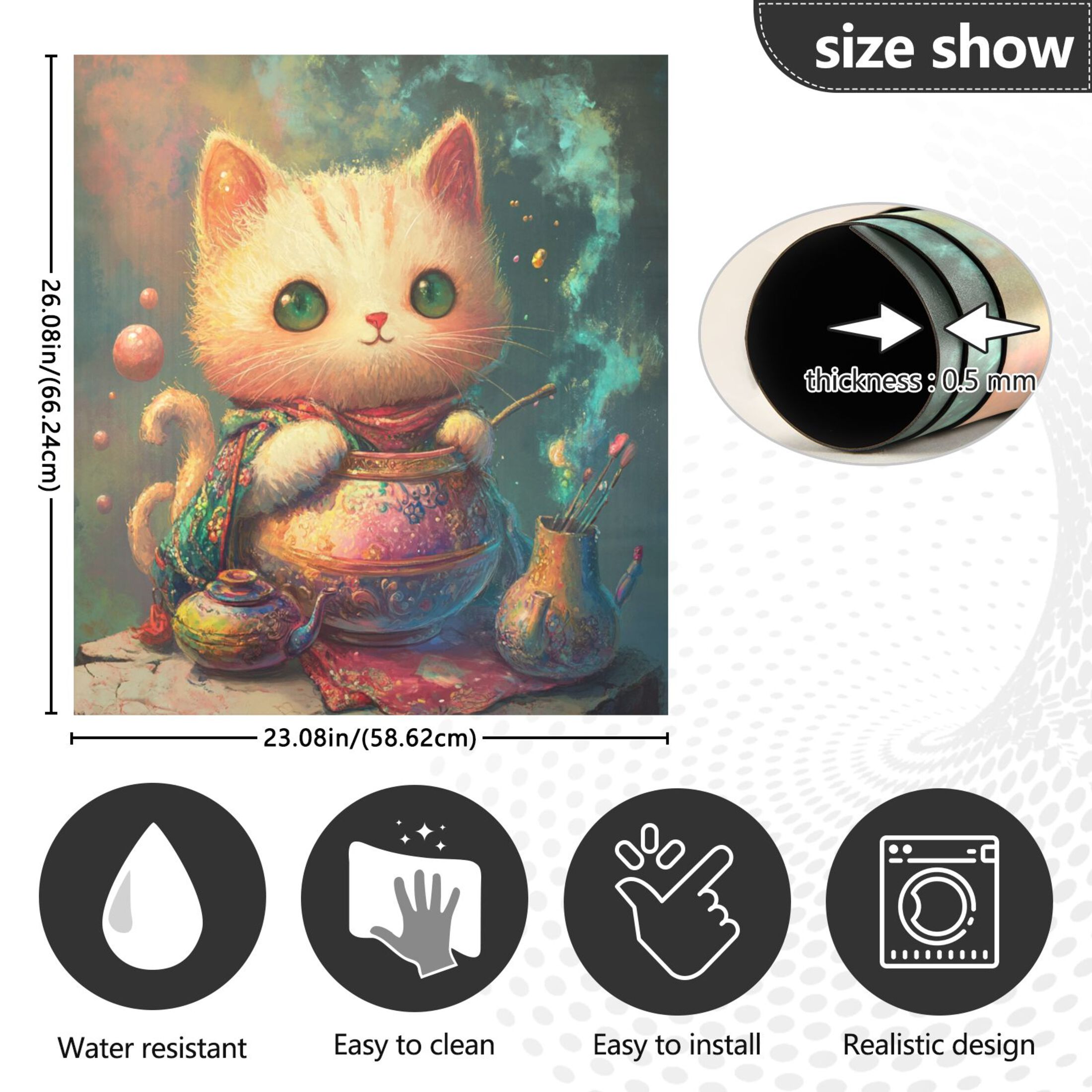 Dishwasher Magnetic Sticker 23x26 Inch Refrigerator Magnetic Sticker Washing Machine Magnetic Sticker Kitchen Panel Magnetic Sticker Home Decor Super Lovely Kitten