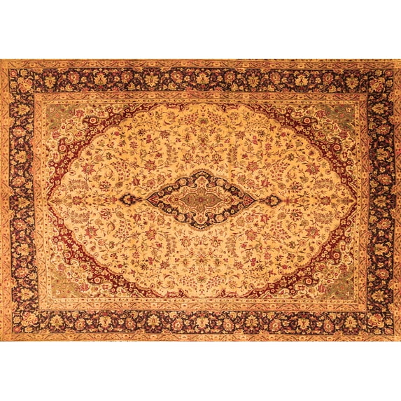 Ahgly Company Indoor Rectangle Medallion Orange Traditional Area Rugs, 4' x 6'