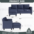 thumbnail image 6 of Walusnnu L-Shaped Sectional Sofa Couch, 3-Seat Convertible Sofa with Reversible Chaise, Modern Linen Fabric Couches for Living Room, Apartment and Small Space, Blue, 6 of 8