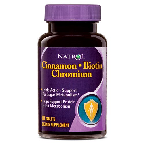 Natrol Cinnamon Biotin Chromium Tablets, 60 Ct
